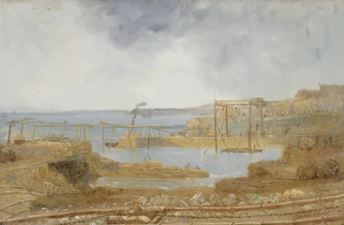 Skizze des Inneren Hafens, ein temporärer Kran, Mai 1829